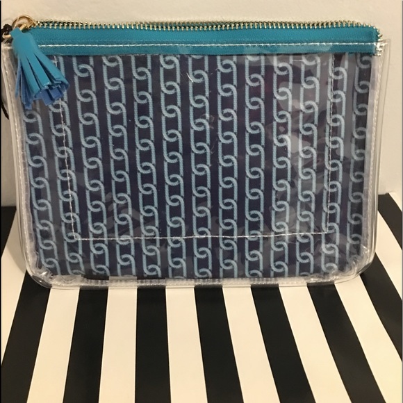 Kate Landry Aqua blue and navy wristlet .. - Picture 5 of 8